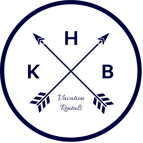 KHB Vacation Rentals Logo - Navy blue circle with two arrows crossed reading company name