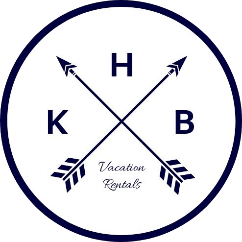 KHB Vacation Rentals logo with wording in a circle and two arrows crossed in the middle