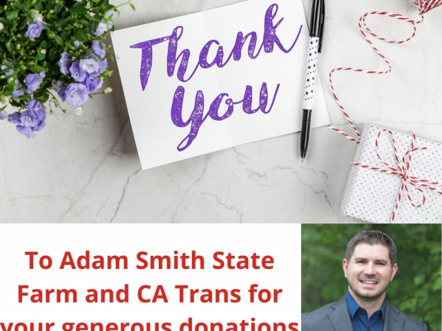 Thank you to Adam Smith State Farm and CA Trans for donating to KHB Breasties