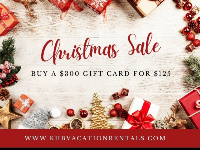 KHB Vacation Rentals Christmas Offer - Buy a $300 gift card for $125