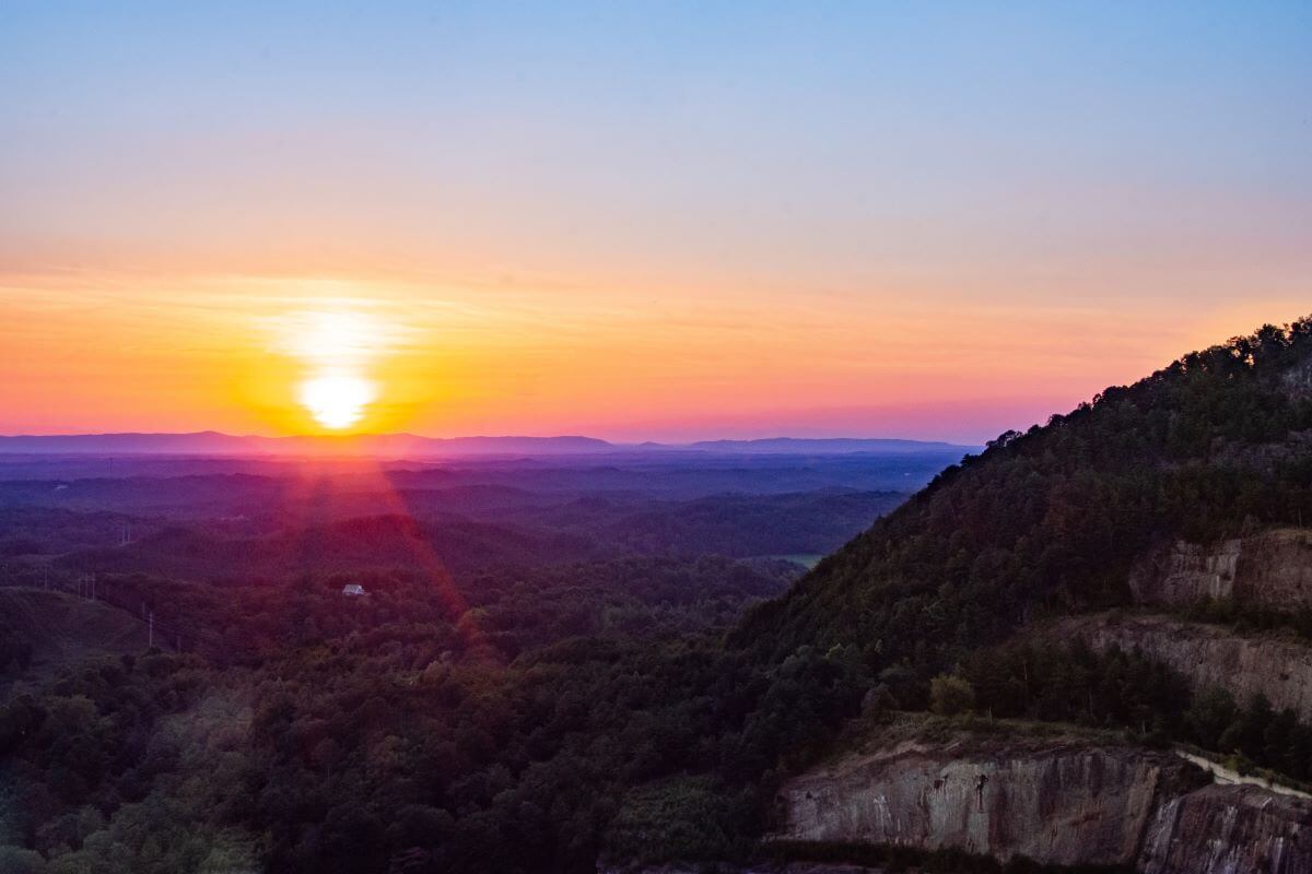 View of the sunset in Blue Ridge, GA where one of our vacation rentals is located