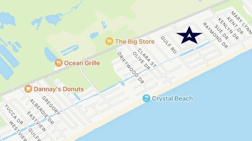 Map showing the approximate location of Breckie Beach House