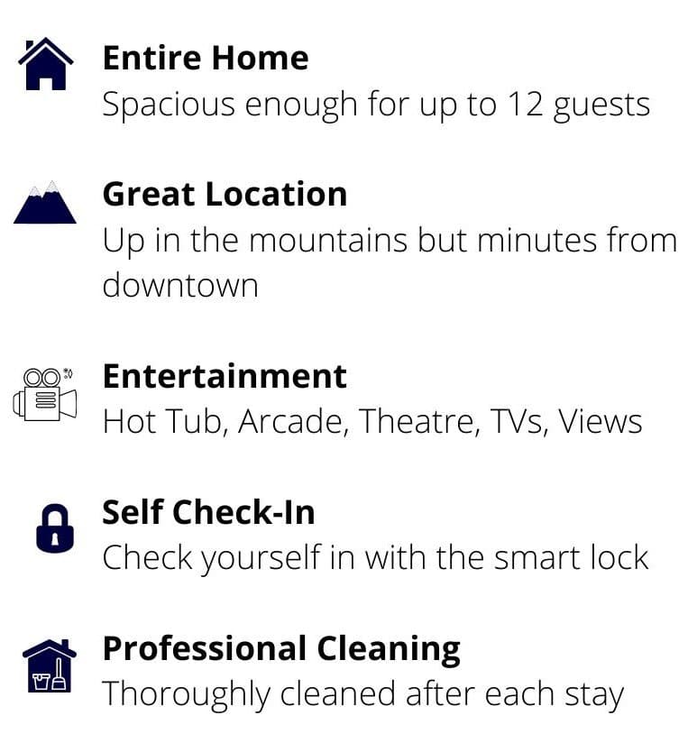 Cypress Lodge amenities - Entire home, great location, entertainment, self check-in, professional cleaning