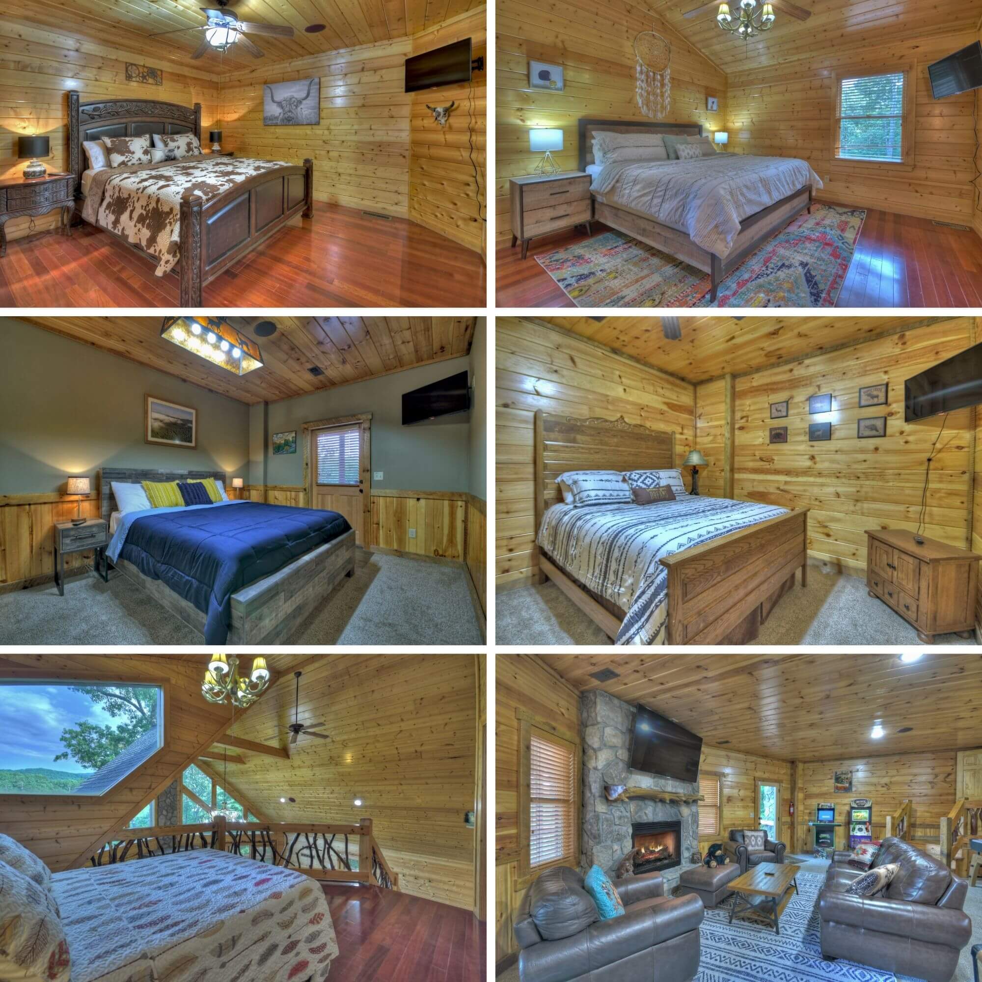 Pictures of sleeping arrangements at Choctaw Mountain Lodge