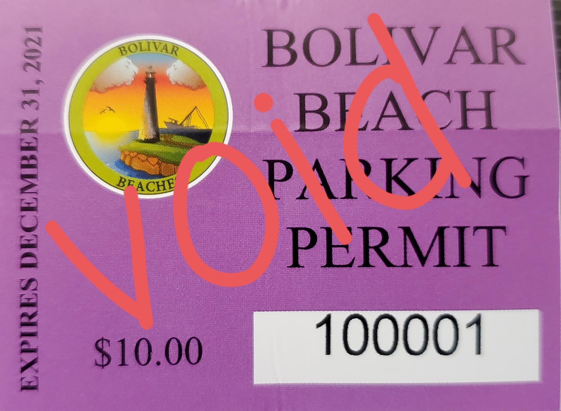 Copy of a beach parking pass